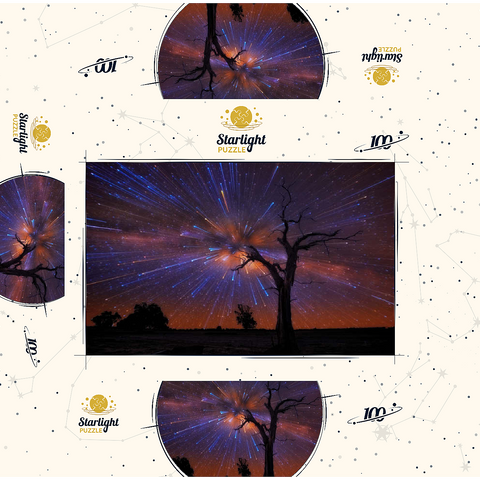 Radiant Starburst Sky over Lone Tree at Night 100 Jigsaw Puzzle box 3D Modell