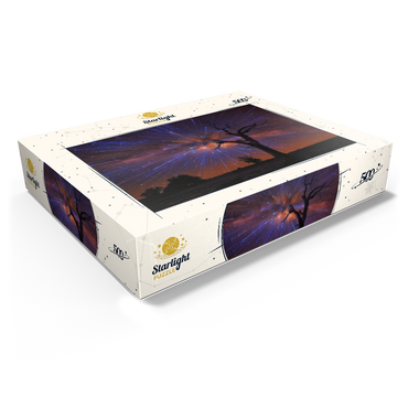 Radiant Starburst Sky over Lone Tree at Night 500 Jigsaw Puzzle box view1