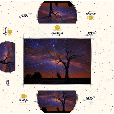 Radiant Starburst Sky over Lone Tree at Night 500 Jigsaw Puzzle box 3D Modell