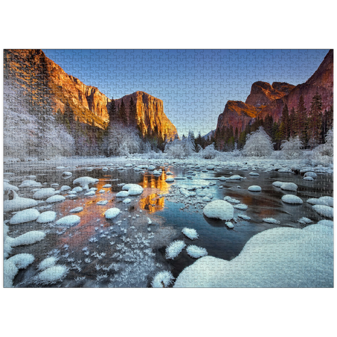 puzzleplate Yosemite Winter Sunrise with Snow-Covered River 1000 Jigsaw Puzzle