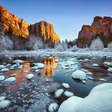Yosemite Winter Sunrise with Snow-Covered River 1000 Jigsaw Puzzle 3D Modell
