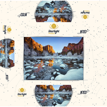 Yosemite Winter Sunrise with Snow-Covered River 1000 Jigsaw Puzzle box 3D Modell
