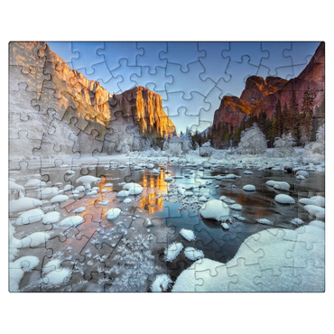 puzzleplate Yosemite Winter Sunrise with Snow-Covered River 100 Jigsaw Puzzle