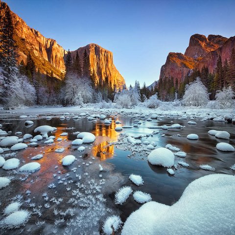 Yosemite Winter Sunrise with Snow-Covered River 100 Jigsaw Puzzle 3D Modell
