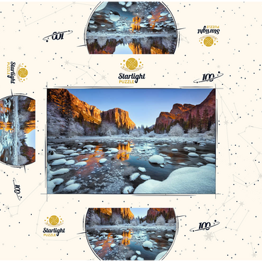 Yosemite Winter Sunrise with Snow-Covered River 100 Jigsaw Puzzle box 3D Modell