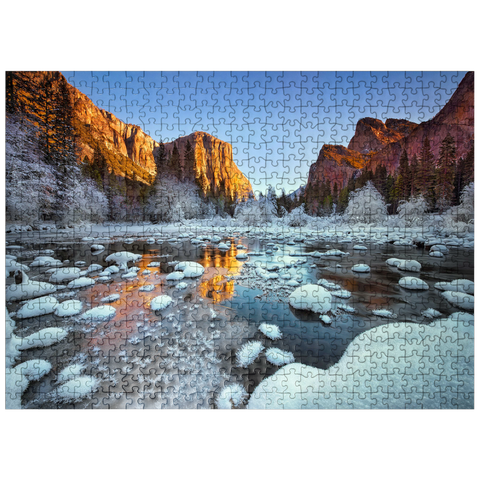 puzzleplate Yosemite Winter Sunrise with Snow-Covered River 500 Jigsaw Puzzle