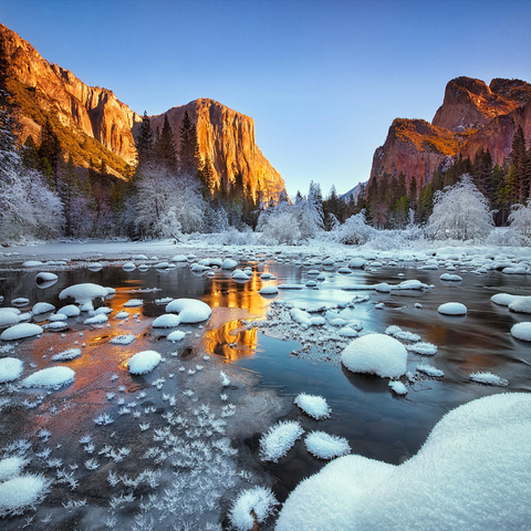 Yosemite Winter Sunrise with Snow-Covered River 500 Jigsaw Puzzle 3D Modell