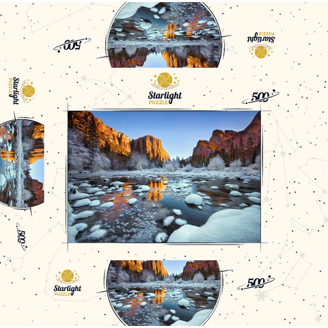 Yosemite Winter Sunrise with Snow-Covered River 500 Jigsaw Puzzle box 3D Modell