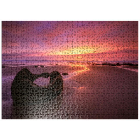 puzzleplate Moeraki Boulders at Sunrise - Coastal New Zealand Magic 500 Jigsaw Puzzle
