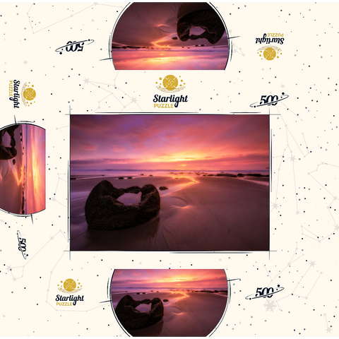 Moeraki Boulders at Sunrise - Coastal New Zealand Magic 500 Jigsaw Puzzle box 3D Modell