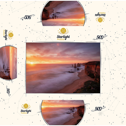 Twelve Apostles - Sunset Glow on Victoria's Coast 500 Jigsaw Puzzle box 3D Modell