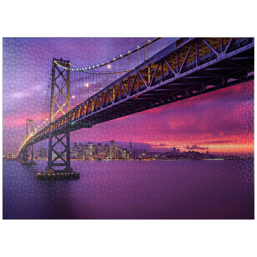 puzzleplate San Francisco Bay Bridge at Sunset - City Lights View 1000 Jigsaw Puzzle