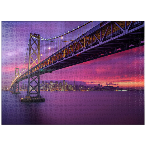 puzzleplate San Francisco Bay Bridge at Sunset - City Lights View 1000 Jigsaw Puzzle