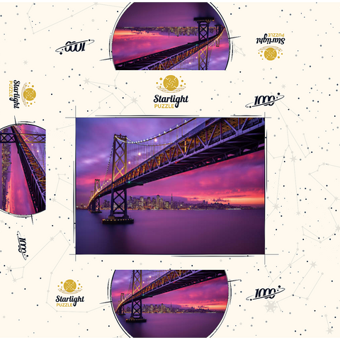San Francisco Bay Bridge at Sunset - City Lights View 1000 Jigsaw Puzzle box 3D Modell
