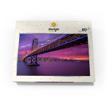 San Francisco Bay Bridge at Sunset - City Lights View 100 Jigsaw Puzzle box view3