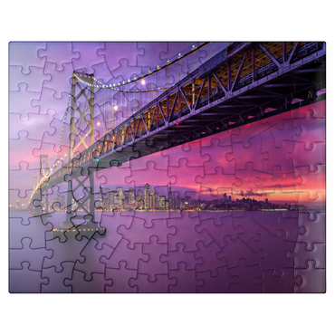 puzzleplate San Francisco Bay Bridge at Sunset - City Lights View 100 Jigsaw Puzzle