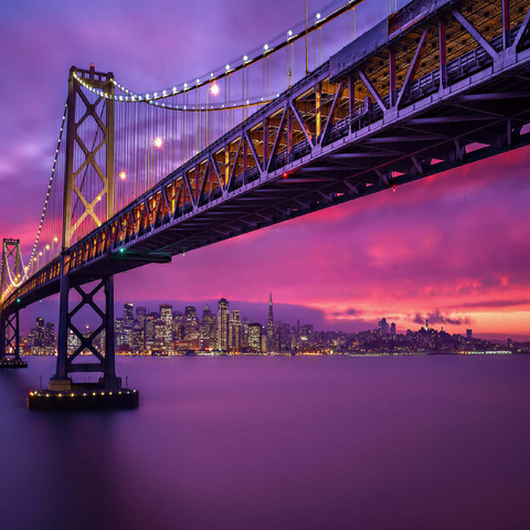 San Francisco Bay Bridge at Sunset - City Lights View 100 Jigsaw Puzzle 3D Modell