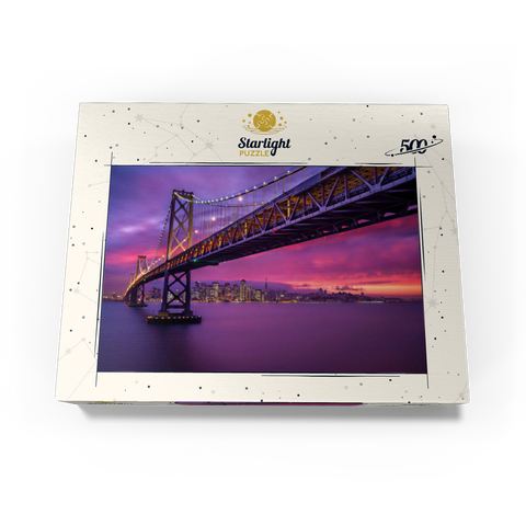 San Francisco Bay Bridge at Sunset - City Lights View 500 Jigsaw Puzzle box view3