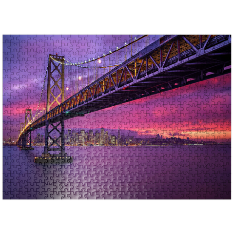 puzzleplate San Francisco Bay Bridge at Sunset - City Lights View 500 Jigsaw Puzzle