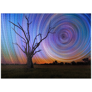 puzzleplate Star Trails Over Lone Tree - Cosmic Night Sky 1000 Jigsaw Puzzle