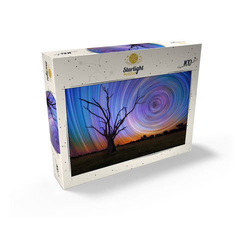 Star Trails Over Lone Tree - Cosmic Night Sky 100 Jigsaw Puzzle box view2
