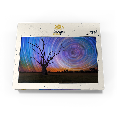 Star Trails Over Lone Tree - Cosmic Night Sky 100 Jigsaw Puzzle box view3