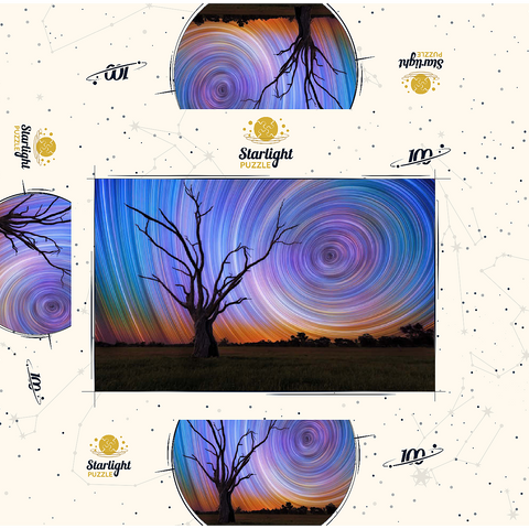 Star Trails Over Lone Tree - Cosmic Night Sky 100 Jigsaw Puzzle box 3D Modell