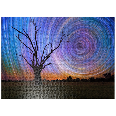 puzzleplate Star Trails Over Lone Tree - Cosmic Night Sky 500 Jigsaw Puzzle