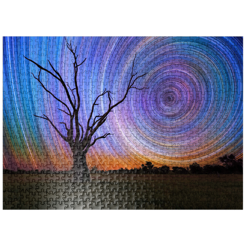 puzzleplate Star Trails Over Lone Tree - Cosmic Night Sky 500 Jigsaw Puzzle