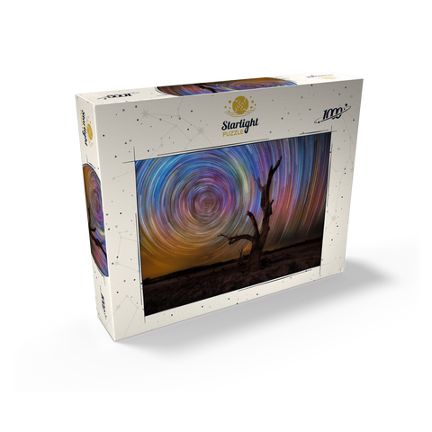 Colorful Star Trails Above Barren Tree - Night Sky Spiral 1000 Jigsaw Puzzle box view2
