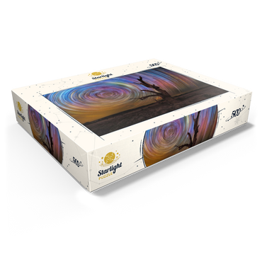 Colorful Star Trails Above Barren Tree - Night Sky Spiral 500 Jigsaw Puzzle box view1