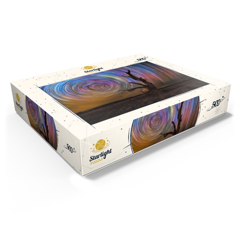Colorful Star Trails Above Barren Tree - Night Sky Spiral 500 Jigsaw Puzzle box view1