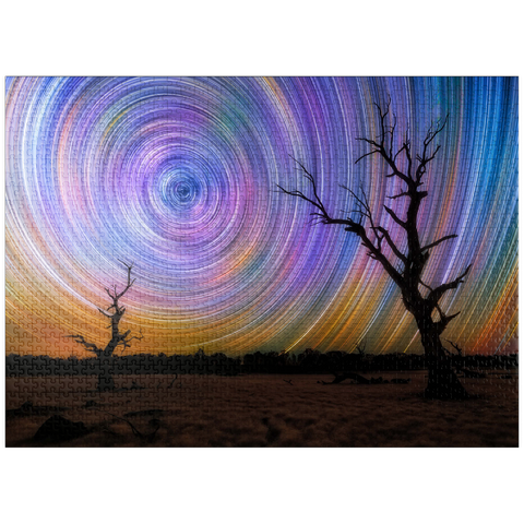 puzzleplate Outback Star Trails - Night Sky over Australian Wilderness 1000 Jigsaw Puzzle