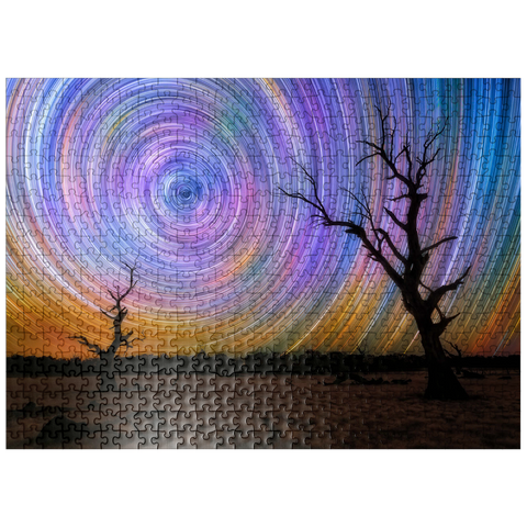 puzzleplate Outback Star Trails - Night Sky over Australian Wilderness 500 Jigsaw Puzzle