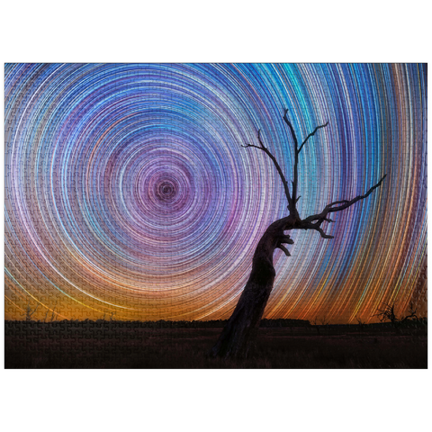 puzzleplate Vibrant Star Trails Over Australian Outback Tree 1000 Jigsaw Puzzle