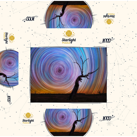Vibrant Star Trails Over Australian Outback Tree 1000 Jigsaw Puzzle box 3D Modell