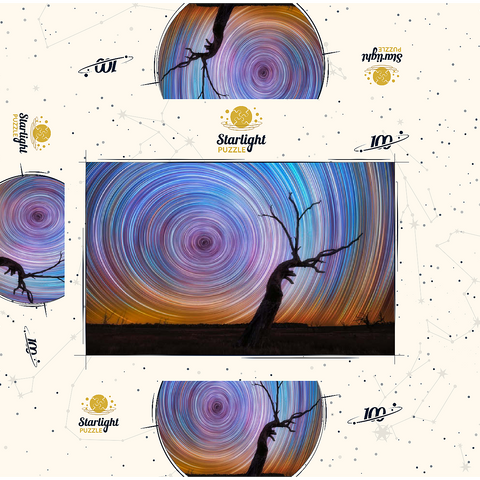 Vibrant Star Trails Over Australian Outback Tree 100 Jigsaw Puzzle box 3D Modell