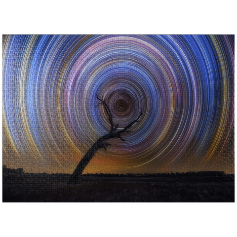 puzzleplate Star Trail Spiral Over Lone Outback Tree 1000 Jigsaw Puzzle
