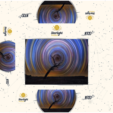 Star Trail Spiral Over Lone Outback Tree 1000 Jigsaw Puzzle box 3D Modell