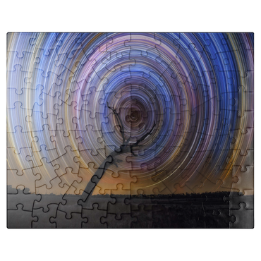puzzleplate Star Trail Spiral Over Lone Outback Tree 100 Jigsaw Puzzle