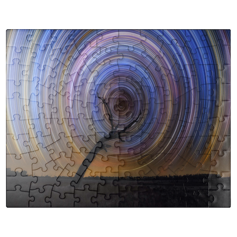 puzzleplate Star Trail Spiral Over Lone Outback Tree 100 Jigsaw Puzzle