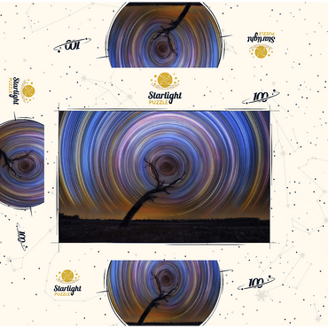 Star Trail Spiral Over Lone Outback Tree 100 Jigsaw Puzzle box 3D Modell