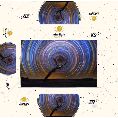Star Trail Spiral Over Lone Outback Tree 100 Jigsaw Puzzle box 3D Modell
