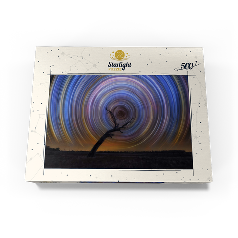 Star Trail Spiral Over Lone Outback Tree 500 Jigsaw Puzzle box view3