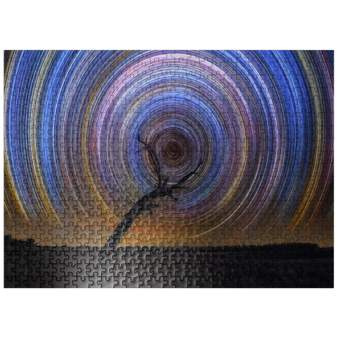 puzzleplate Star Trail Spiral Over Lone Outback Tree 500 Jigsaw Puzzle