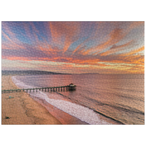 puzzleplate Manhattan Beach Pier Sunset Glow California 1000 Jigsaw Puzzle