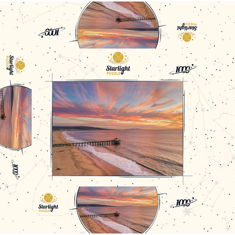Manhattan Beach Pier Sunset Glow California 1000 Jigsaw Puzzle box 3D Modell