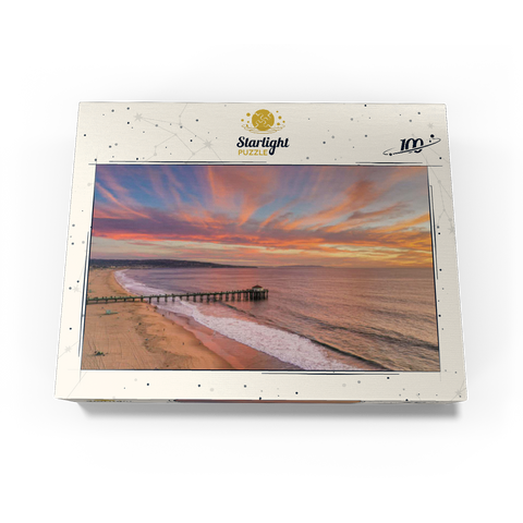 Manhattan Beach Pier Sunset Glow California 100 Jigsaw Puzzle box view3