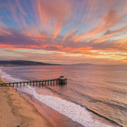 Manhattan Beach Pier Sunset Glow California 100 Jigsaw Puzzle 3D Modell