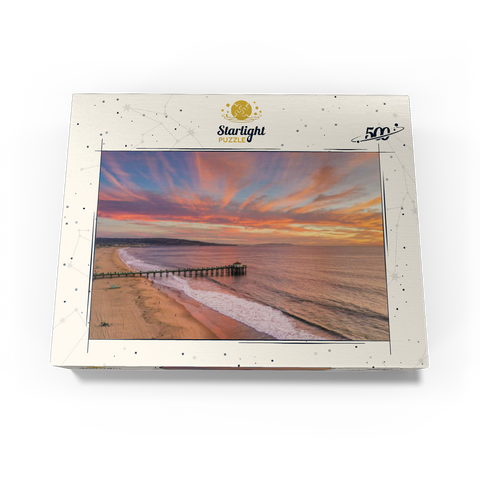 Manhattan Beach Pier Sunset Glow California 500 Jigsaw Puzzle box view3